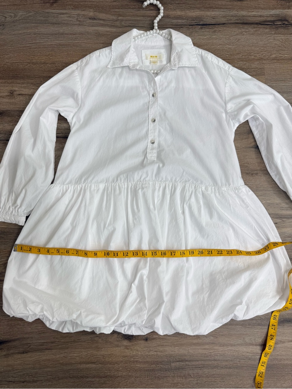 Anthropologie Maeve Bubble Hem Shirt Dress in White size XS-S - Picture 9 of 10